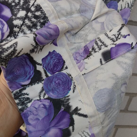 Vintage 50s Purple Rose Dress 42" Bust 28.5" Waist Rockabilly Tea Party 60s - Picture 7 of 16